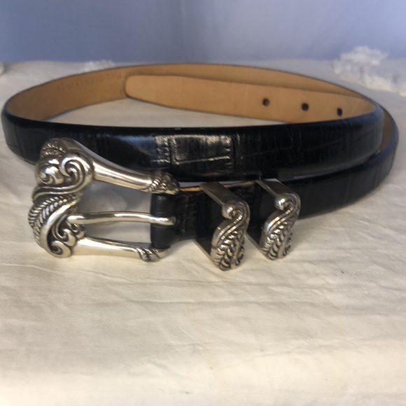 BILL ADLER STUDIO black genuine full grain leather women’s belt. Size Medium. - Picture 8 of 13